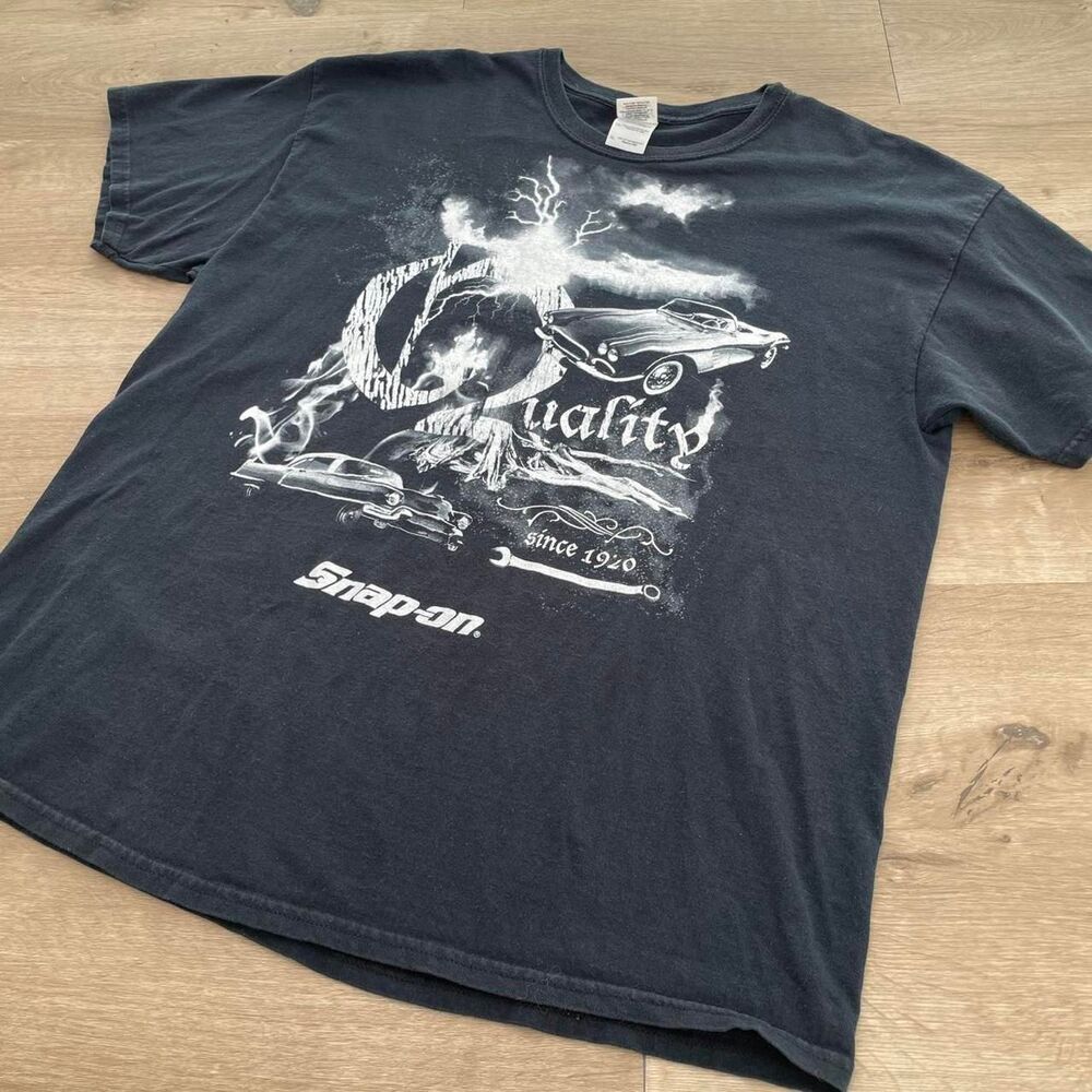 Snap On Men's XL Black & White T-shirt Vintage Y2K Utility Workwear Streetwear